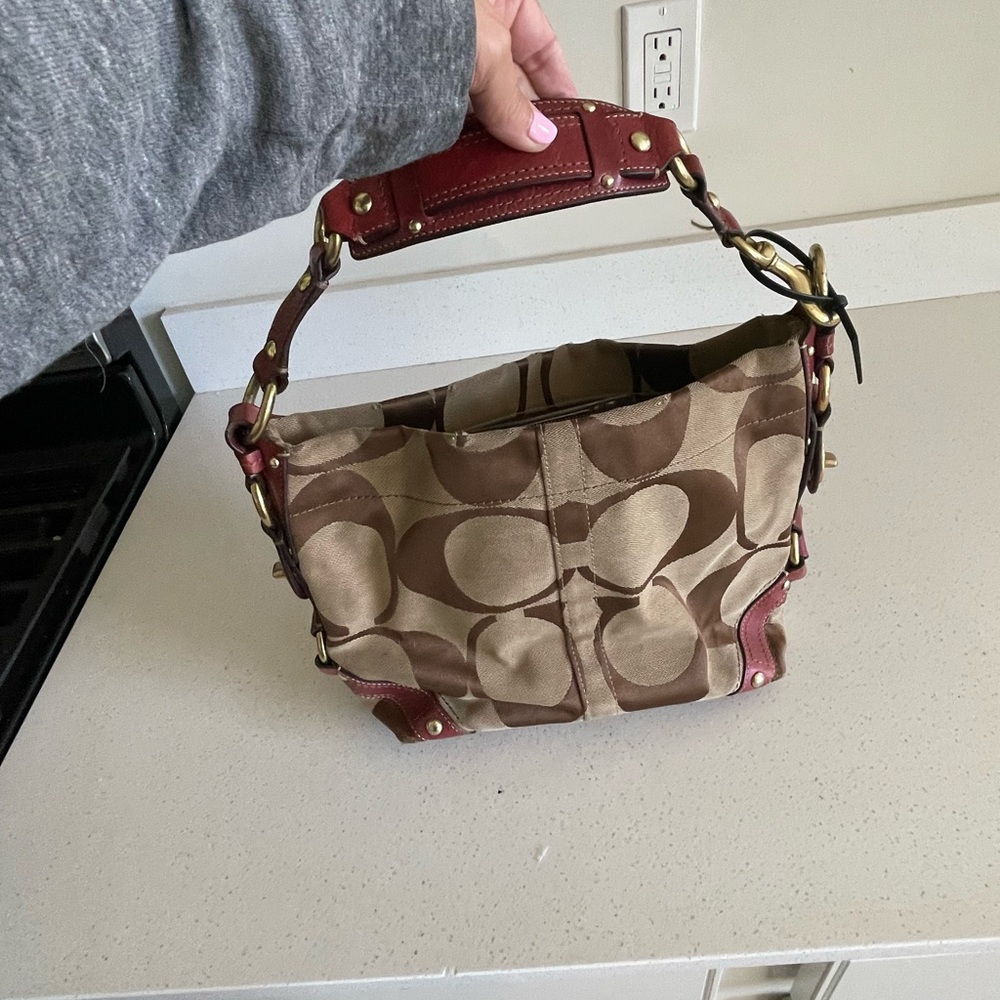 Coach Brown and Red Shoulder Bag